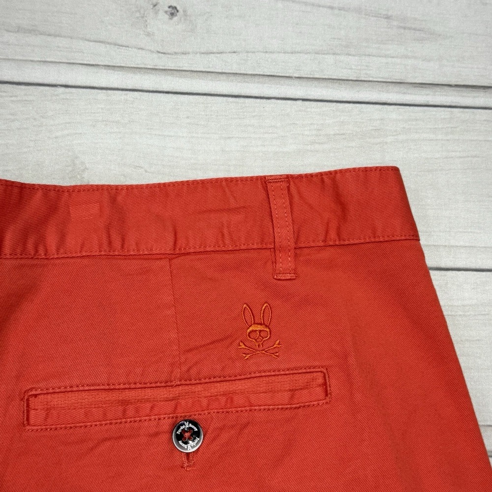 Psycho Bunny Shorts Mens 40 Red Chino Flat Front 8.5" Designer Preppy Stretch - Picture 3 of 8